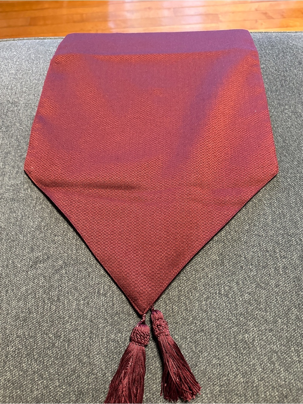 Burgundy Textured Table Runner with Tassels (70 Inches)